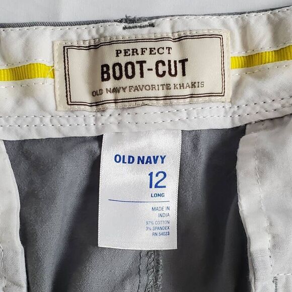 Old Navy Women’s Perfect Khaki Pants Boot Cut Gray Size 12 Long Cotton Stretch - Picture 4 of 6